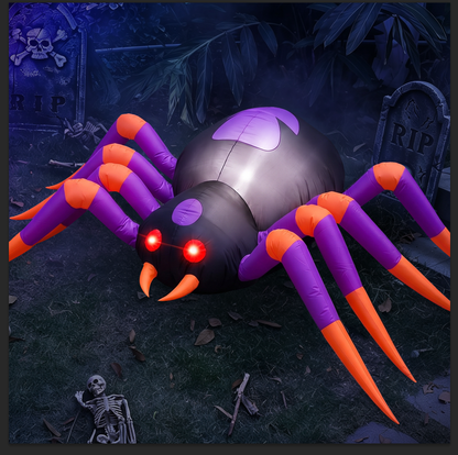 8 FT Halloween Inflatables Spider with Changing Eyes, Giant Blow Up Yard Decoration Spider with Build-in LED Lights for Halloween Party Outdoor, Garden, Lawn, Patio, Yard Decor