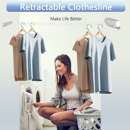 Retractable Clothesline Indoor Outdoor 4 Line Telescopic Clothes Drying Rope Hanger Wall Mounted Clothes Dryer Line