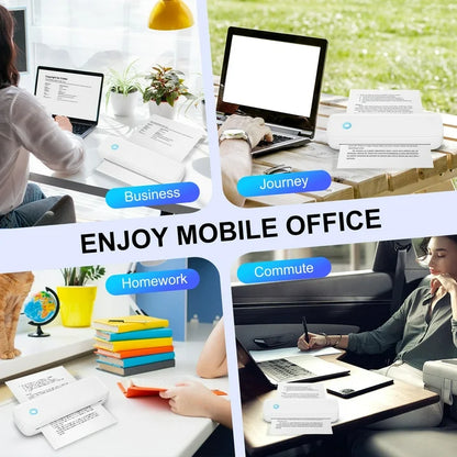 Wireless Portable Printers, Bluetooth Thermal Printer Support 8.5" X 11" US Letter & A4 Thermal Paper, Inkless Printer Compatible with Android iOS & Laptop for Travel Office Car Home, White