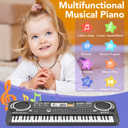 61 Keys Keyboard Piano for Kids, Portable Electronic Digital Piano for Beginners, Perfect Musical Starter Instrument, Ideal Gift for Aspiring Musicians, Electric Piano Birthday Gift for Children