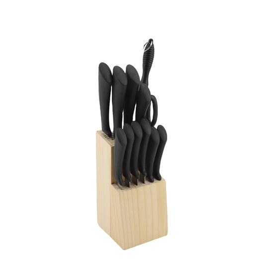 15 Piece Premium Knife Set With Wooden Block Stainless Steel Knives With Ergonomic Handle, Stylish Wooden Block