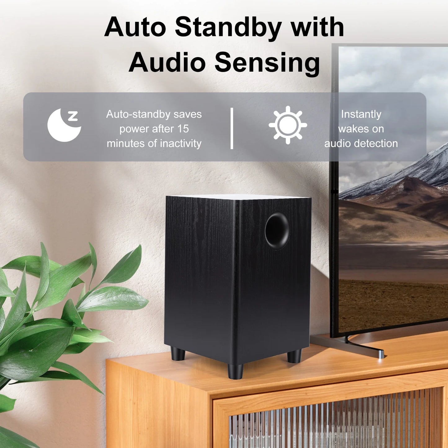 100W Passive Subwoofer Speaker, 6.5" Home Theater Subwoofers for Studio, Movies, Music, Gaming, Big Bass in Compact Design & Plug and Play, Easy Setup, Black