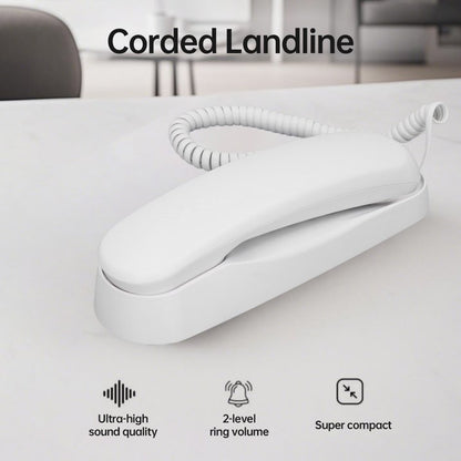 Slimline Wall-Mountable Basic Corded Telephone No AC Power Required