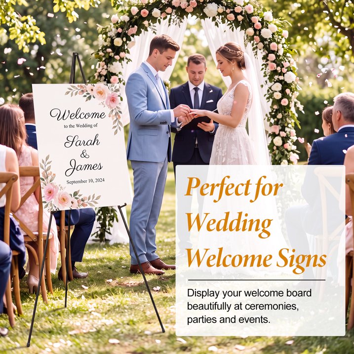 66 inches Easel Stand for Sign, Black, with Carry Bags, Lightweight Metal Display Easel & Poster Stand, Adjustable Portable Easels for Display, Arts, Posters, Wedding Sign (Supports 5 Pounds)