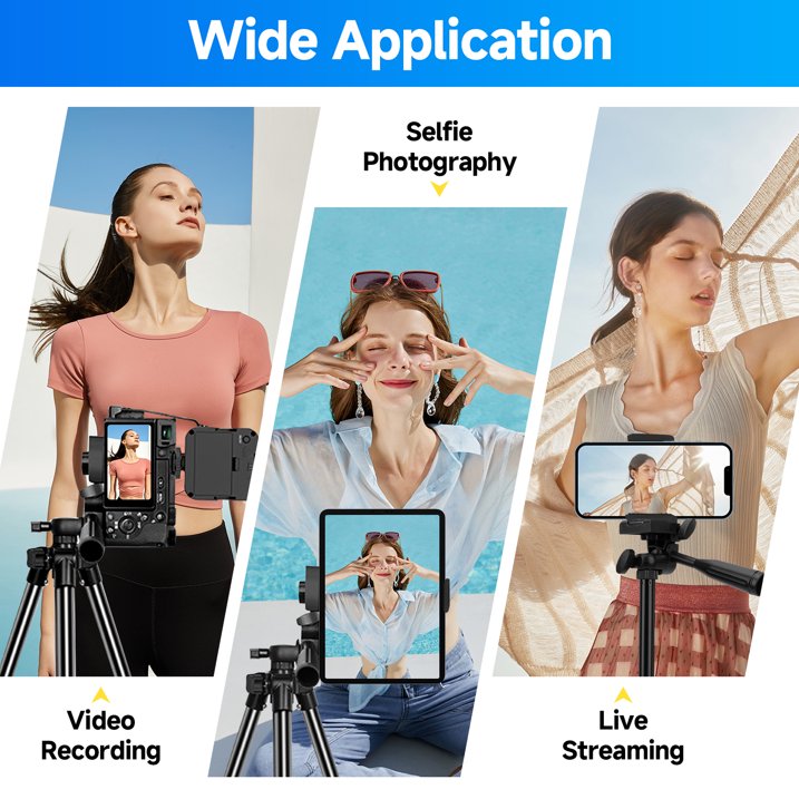 Selfie Stick Phone Tripod Vlogging Kit with Wireless Remote Microphone LED Light Rotating Phone Holder for Live Stream, Instagram TikTok, YouTube, Tripod for iPhone, Android & Cameras