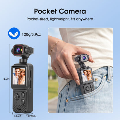 4K Vlogging Camera 330° Rotating Lens Digital Pocket Cameras for travel & Daily Recording, Face Tracking Vlog Camera, Fast Autofocus Portable Video Camera with WiFi & 1.54" Touch Screen for TikTok