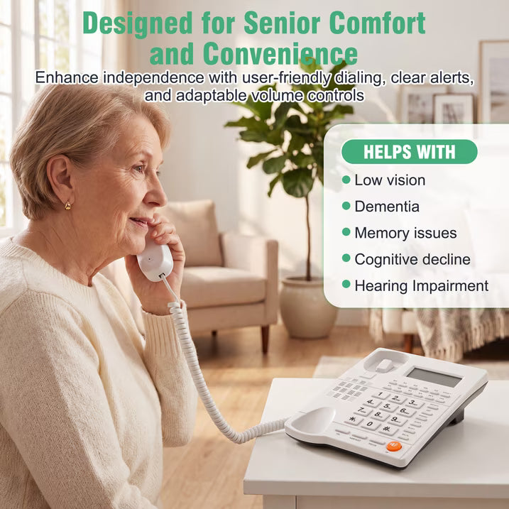 Corded Telephone with Caller ID, Landline Phone Call Waiting Caller ID Memory, Last Number Redial, Big Buttons, Adjustable Volume, Speakerphone for Home Office Hotel & Small Business Use, White