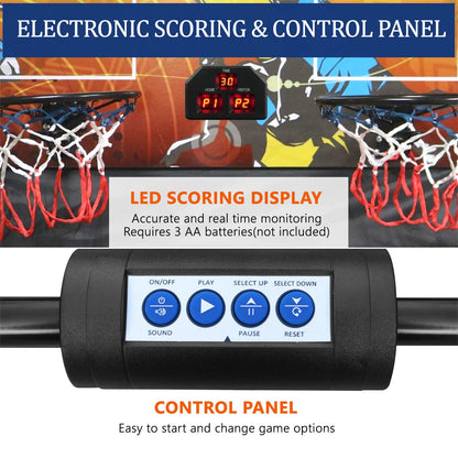 Dual Shot Basketball Arcade Game, Foldable Indoor Electronic Arcade Basketball Game with 4 Balls, 8 Modes, LED Scoreboard, Air Pump, Battery Powered for Kids Adults, Black