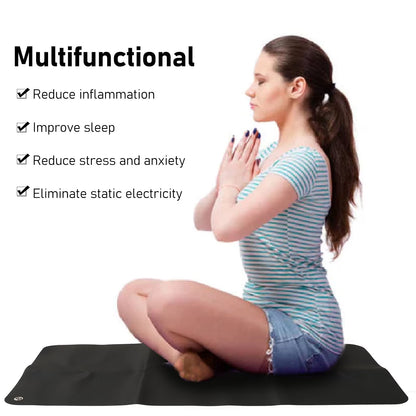 Grounding Mat For Bed Grounding Pad 11.81" X 26.77" For Improves Sleep, Joint Pain For Anxiety, Black