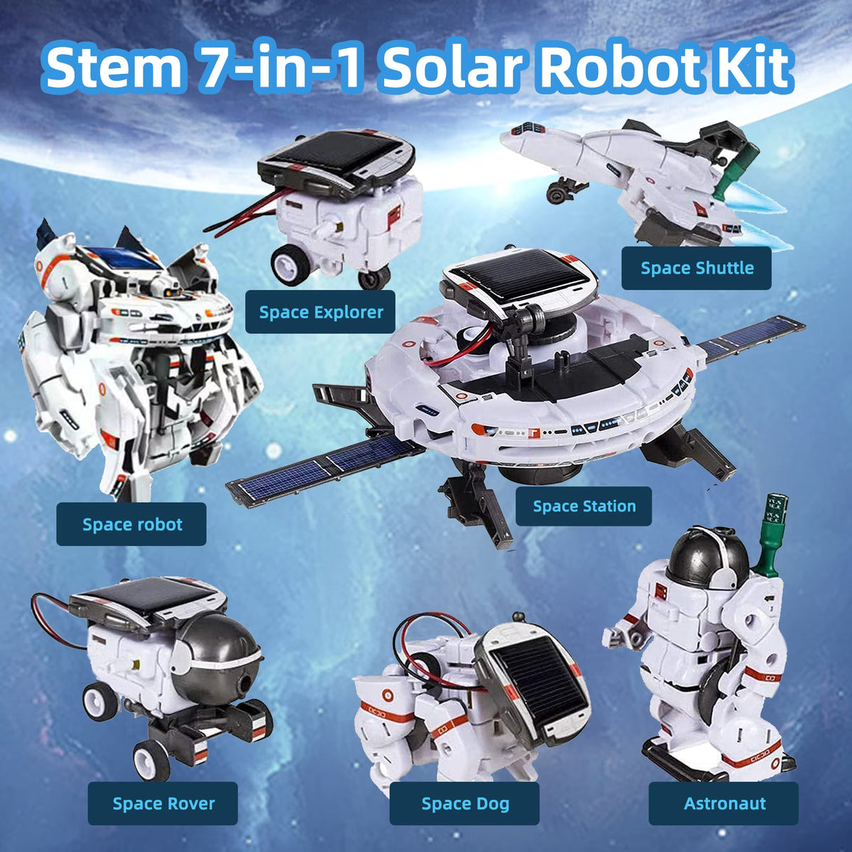7-in-1 Solar Robot Building Kit for Kids Aged 8-13, Educational Science Building Experiment Kits, Space Science Kits STEM Toys for 8 9 10 11 12 Years Old Boys Girls Teens Christmas Birthday Gifts