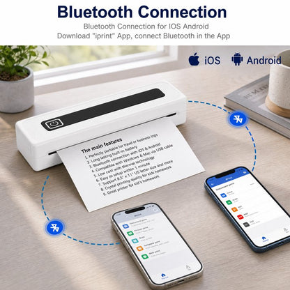 Bluetooth Thermal Printer, Portable Printer Wireless for Travel,Office&School, Includes Rolls Paper – Supports US Letter,A4 Thermal Paper, Inkless Printing, Compatible with iOS,Android & Laptops