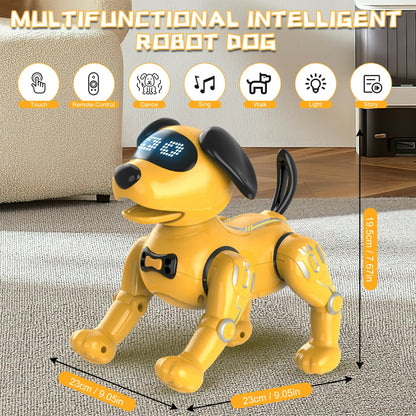 Smart RC Robot Dog Toy Emo Robot Pet for Kids with Intelligent Programmable,Touch Sensing,Feeding Interaction and Other Functions,Yellow