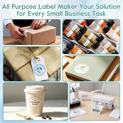 Bluetooth Thermal Shipping Label Printer, 4x6 Portable Thermal Address Label Maker for Small Business, Compatible with iPhone/Android/Windows/Mac, Works with Etsy Shopify USPS & More, White