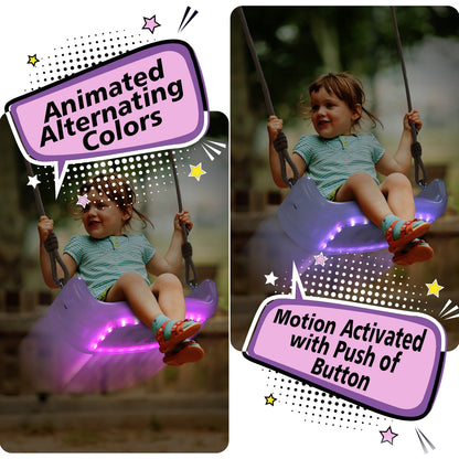LED Lighted Swing, Motion Sensor Kids Swing Seat Accessory, LED Lighted Adjustable Swing Seat, 16.5" W x 7" Deep x 4.3" H
