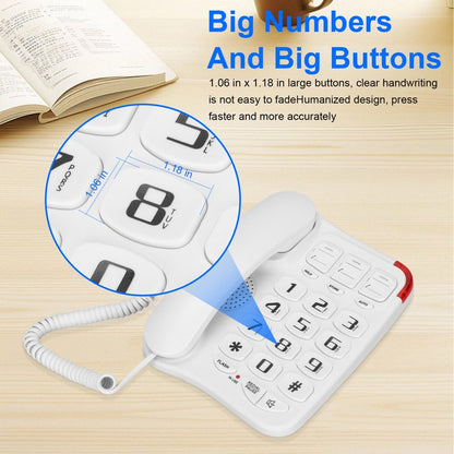 Big Button Phone for Seniors, Corded Landline Telephone with 3 Picture Keys, Adjustable Volume & Ringing, One-Touch Dialling Phones for Elderly Suitable People with Vision Disorders/Hearing Damage