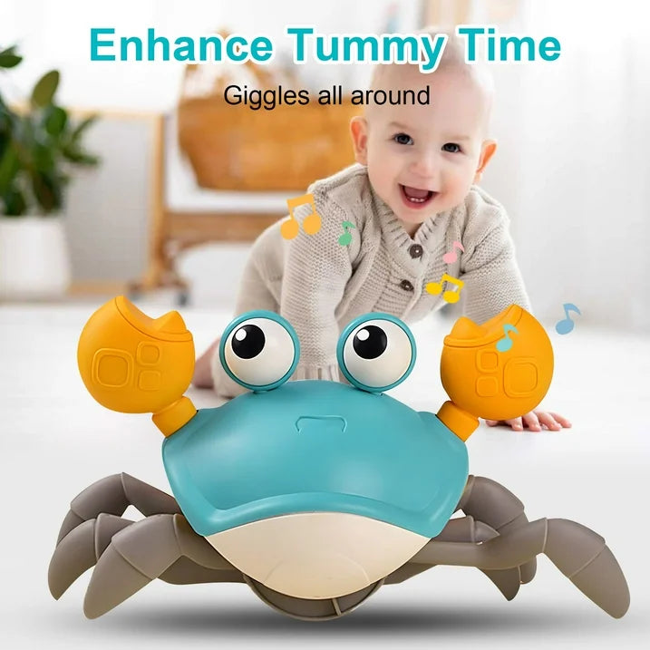 Crawling Crab Baby Toy with Music and LED Light, Sensory Tummy Time Toys 0-6 6-12 12-18 36 Months Babies Boy Girl Learning Crawl, Interactive Walking Dancing Moving Crab Toddler Birthday Gift, Green