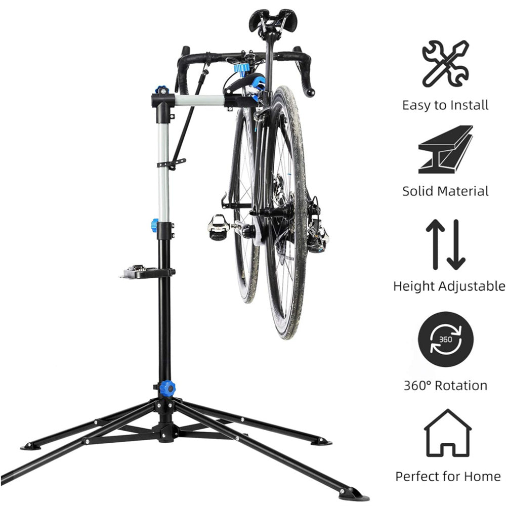 Bike Repair Stand, Max 66LB Bicycle Repair Stand, 41"-75" Adjustable Height Bike Maintenance Workstand with Magnetic Tool Tray, Aluminum Portable Foldable Bike Work Stand for Mountain Road Bike E-bike
