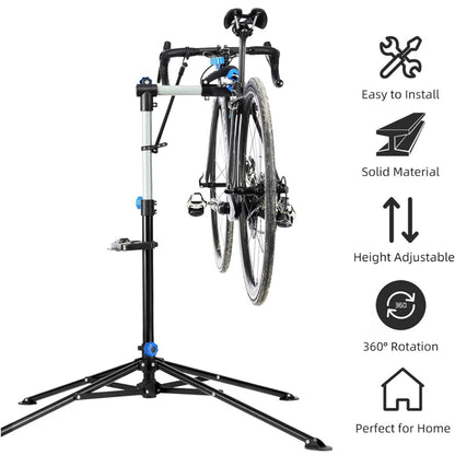 Bike Repair Stand, Max 66LB Bicycle Repair Stand, 41"-75" Adjustable Height Bike Maintenance Workstand with Magnetic Tool Tray, Aluminum Portable Foldable Bike Work Stand for Mountain Road Bike E-bike