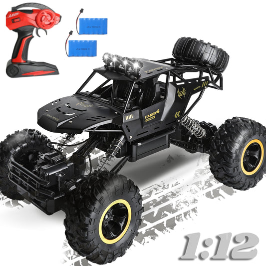 1:12 Scale RC Cars for Adults, All Terrain off-Road Remote Control Truck 48KM/H, High Speed 4WD RC Vehicle with 60 Min Runtime, 2 Batteries LED Lights Gifts Toys for Kids