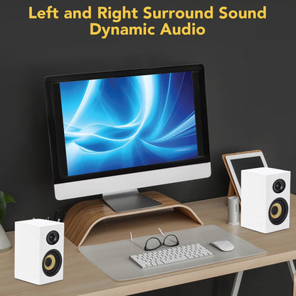 100W Active Bookshelf Speakers, Powered TV Speakers with 4 inch Woofer, Turntable Speakers with Optical/AUX/RCA Input for PC and TV, Dynamic 3D Surround Sound PC Monitor Gaming Bluetooth Speakers