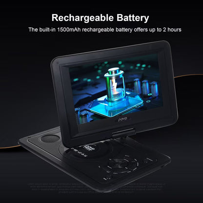 9.8 in Portable DVD Player 270° Rotatable HD Screen DVD Player with Game Function and Rechargeable Battery for Home Car