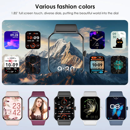 Smartwatch for Men Women, 1.85" HD Screen Smart Watch with Bluetooth Answer/Make Calls Fits for Android and iOS, 100+ Sport Modes/Message Reminder, IP68 Waterproof Fitness Tracker for Gift, Black