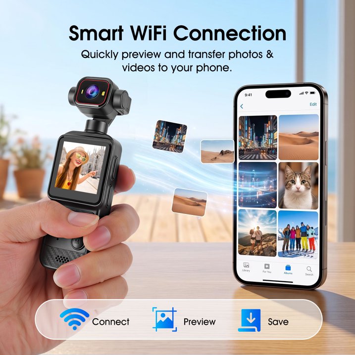 4K Vlogging Camera 330° Rotating Lens Digital Pocket Cameras for travel & Daily Recording, Face Tracking Vlog Camera, Fast Autofocus Portable Video Camera with WiFi & 1.54" Touch Screen for TikTok