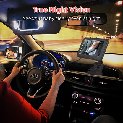 1080P Baby Car Camera with 5" HD Monitor, Rear-Facing Baby Car Seat Monitor with Night Vision, Wide Angle Backseat Baby Camera for Safe Driving