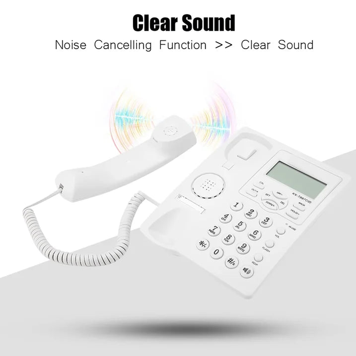 Corded Phone, Noise Cancelling Clear Sound Corded Phone With Speakerphone Hands Free Call ABS Real Time Date For Homes For Offices