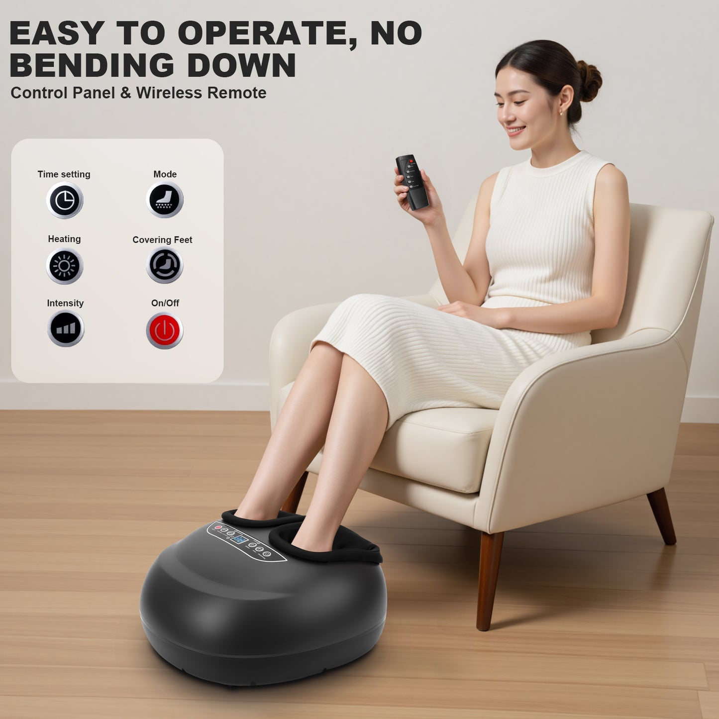 Foot Massager with Heat & Deep-Kneading, Air Compression Shiatsu Foot Massage for Plantar Fasciitis, Circulation, Relaxation & Gift