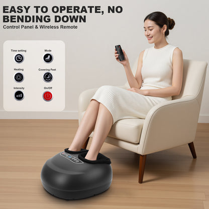 Foot Massager with Heat & Deep-Kneading, Air Compression Shiatsu Foot Massage for Plantar Fasciitis, Circulation, Relaxation & Gift