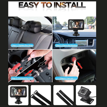 1080P Baby Car Camera with 5" HD Monitor, Rear-Facing Baby Car Seat Monitor with Night Vision, Wide Angle Backseat Baby Camera for Safe Driving