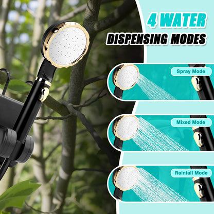 Portable Shower for Camping, 7800mAh Rechargeable Camping Shower with Intelligent LED Display, 4 Spray Modes, IPX7 Waterproof Outdoor Camp Pump Outdoor Shower Kit for Hiking, Travel, Car, Pet