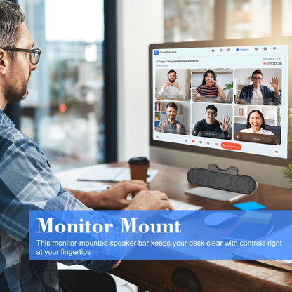 Computer Speakers for Desktop PC Monitor, USB Plug-in, Wired, Computer Soundbar for PC, Laptop Speakers with Adaptive-Channel-Switching, Loud Sound, Deep Bass, USB C Adapter, Easy to Clip on Monitor