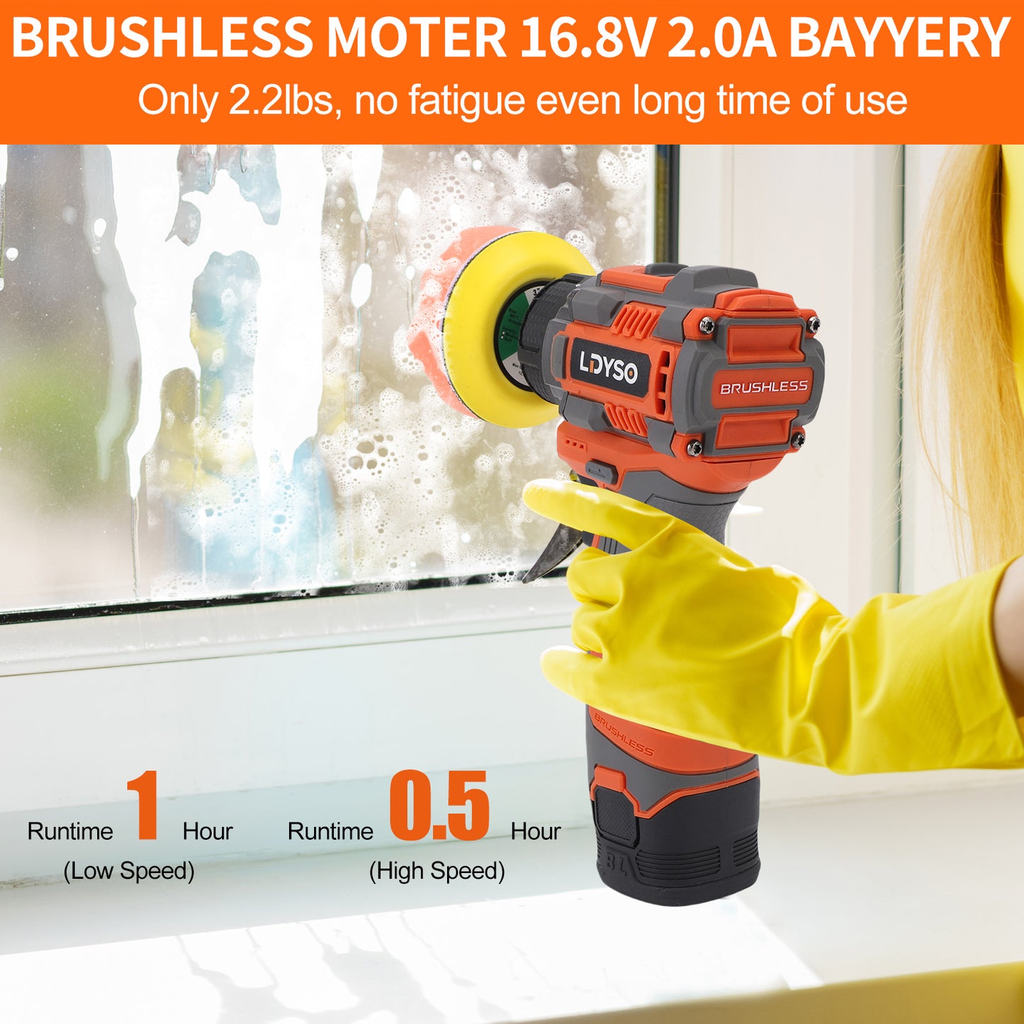 Cordless Buffer Polisher, 16.8V Auto Detailing Drill Brushes Set with 2000mAh Battery & Charger, 15pcs Drill Kit, Variable Speed for Car Washing/Detailing/Buffing/Sanding/Waxing