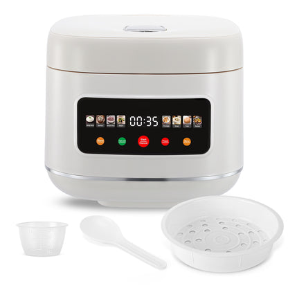 Digital Rice Cooker, 8-Cup 5.5QT Rice Maker, 8-in-1 Smart Multi-Cooker, 24-Hour Timer & Keep Warm, Non-Stick Inner Pot, White