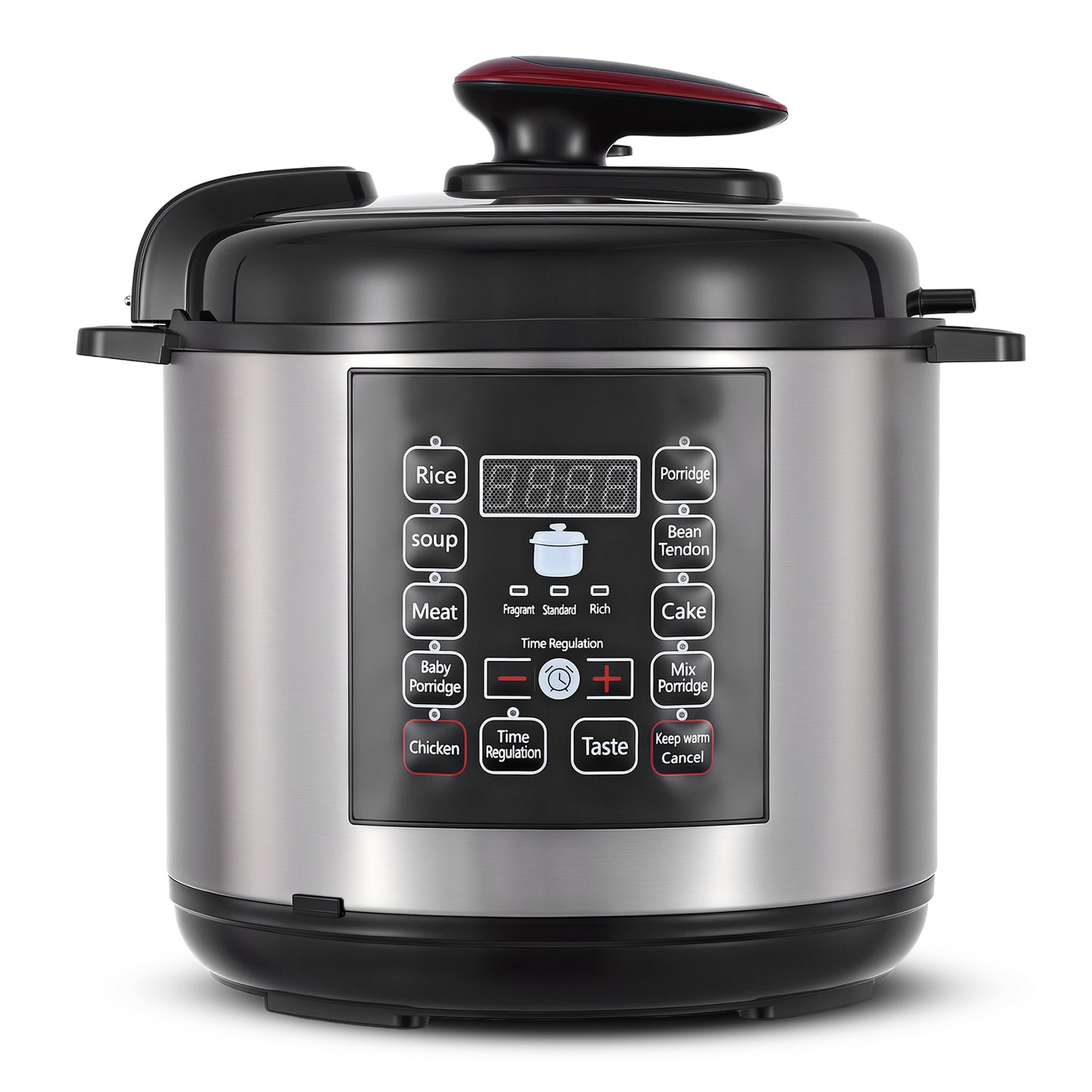6.5 Quart 12-in-1 Electric Pressure Cooker with Multi-Function Features and Stainless Steel Pot, Silver