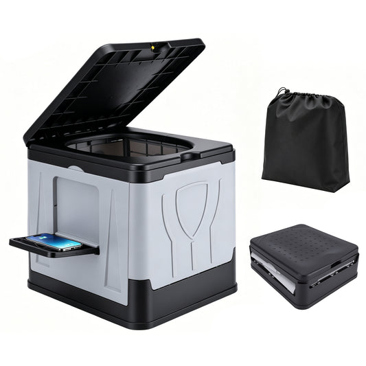 Portable Car Toilet,Foldable Outdoor Toilet with Handles & Storage Bag for Cars, Hiking, Beaches and Camping Use, Gray
