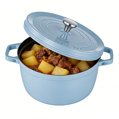 5.5 QT Enameled Cast Iron Dutch Oven Pot with Lid, Dual Handles, Non-Stick Coating for Bread Baking & Cooking, Blue