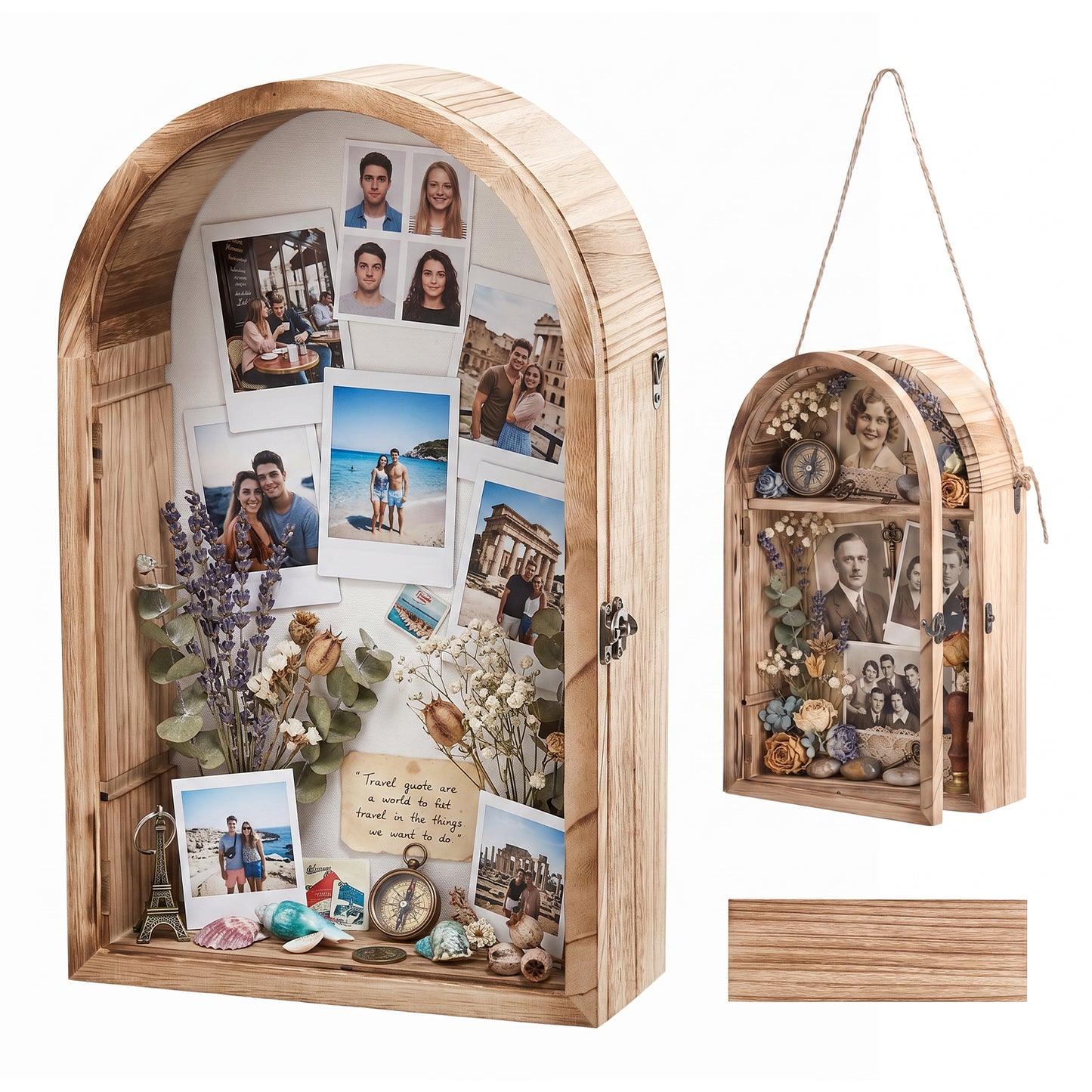 Shadow Box Frame, 11x17 Display Cases with Removable Shelves, Picture Frame Wedding Bouquet Memorabilia Medals Photos Memory Box for Keepsakes