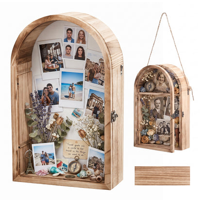 Shadow Box Frame, 11x17 Display Cases with Removable Shelves, Picture Frame Wedding Bouquet Memorabilia Medals Photos Memory Box for Keepsakes