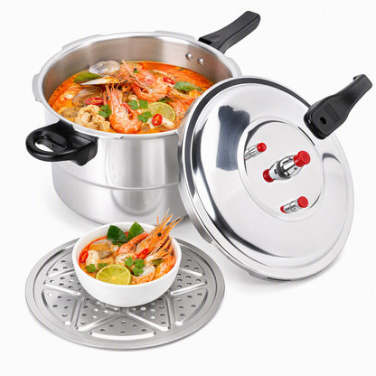 Pressure Cooker 3.2 Quart Aluminum Pressure Cooker, Fast Cooking Cookware, Induction Compatible, Metal Utensil Safe, Silver