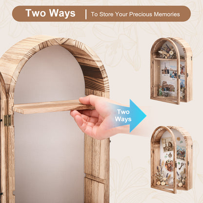 Shadow Box Frame, 11x17 Display Cases with Removable Shelves, Picture Frame Wedding Bouquet Memorabilia Medals Photos Memory Box for Keepsakes