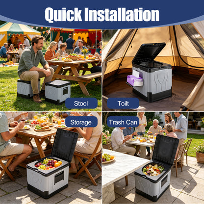 Portable Car Toilet,Foldable Outdoor Toilet with Handles & Storage Bag for Cars, Hiking, Beaches and Camping Use, Gray