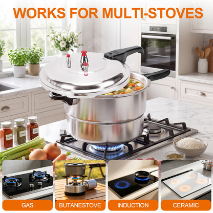 7.5 QT Aluminum Pressure Cooker Nonstick, Explosion-Proof Fast Cooking Cookware, Large-Capacity High Pressure Pot