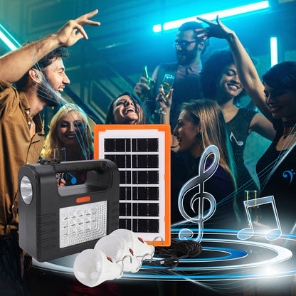 Portable Power Generator Station,12000mah Solar Panel Power Kit Battery Pack Power Station + 3 Bulbs for Outdoor Camping