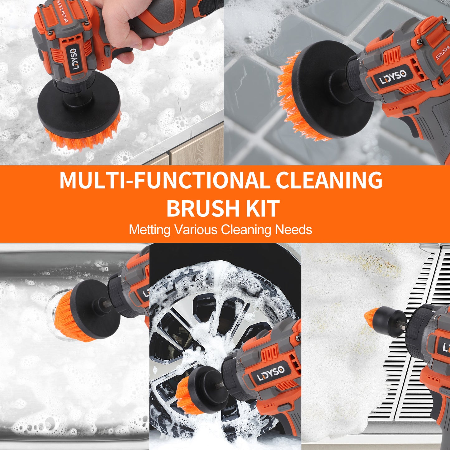 Cordless Buffer Polisher, 16.8V Auto Detailing Drill Brushes Set with 2000mAh Battery & Charger, 15pcs Drill Kit, Variable Speed for Car Washing/Detailing/Buffing/Sanding/Waxing
