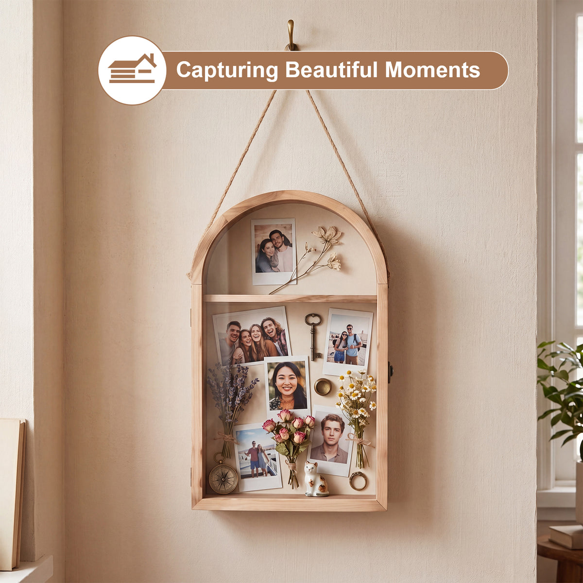 Shadow Box Frame, 11x17 Display Cases with Removable Shelves, Picture Frame Wedding Bouquet Memorabilia Medals Photos Memory Box for Keepsakes