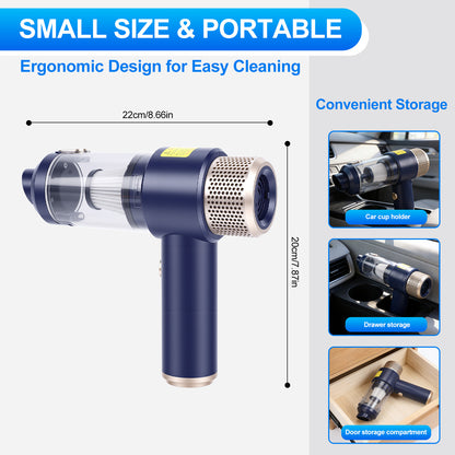 4-in-1 Cordless Vacuum Cleaner, 12000PA Portable Handheld Vacuum Cordless, with Brushless Motor, for Car, Home, Office,Blue + Gold