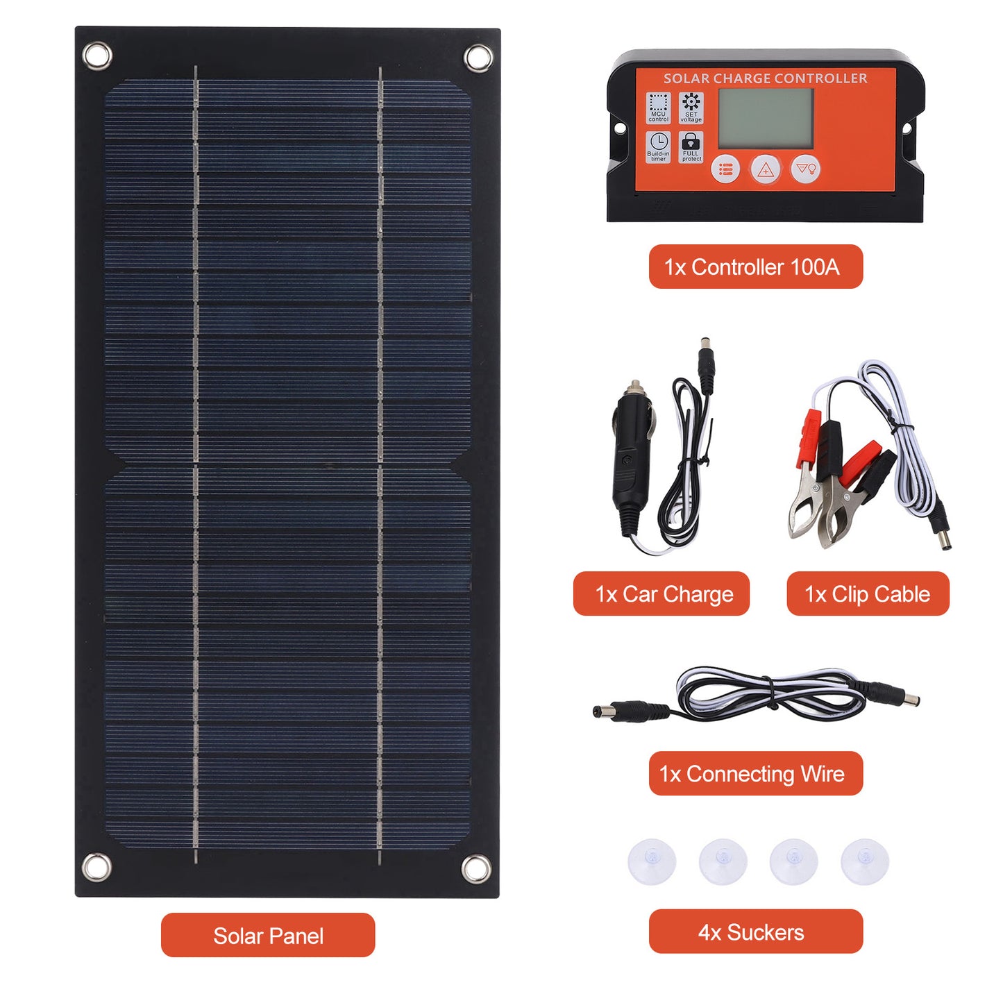 15W Solar Panel Kit, 18V 100A Trickle Charger Battery Charger Controller for Outdoor Camping Hiking Phone Charger